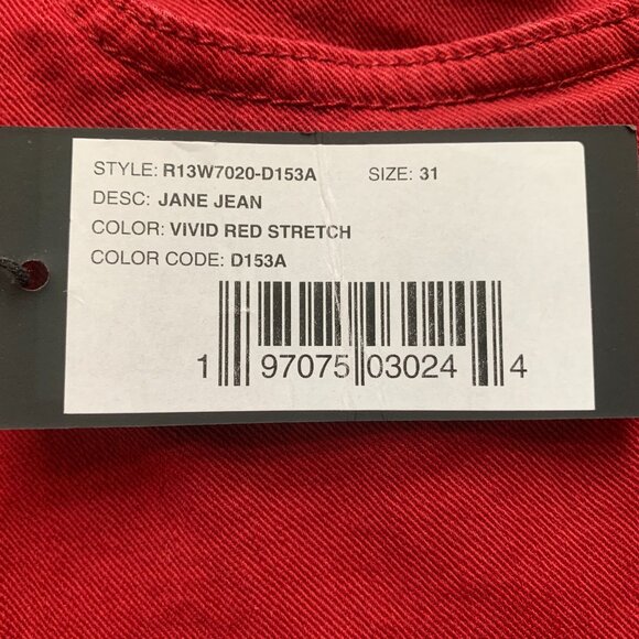 R13 Jane Jean Vivid Red size 31 - Picture 3 of 5